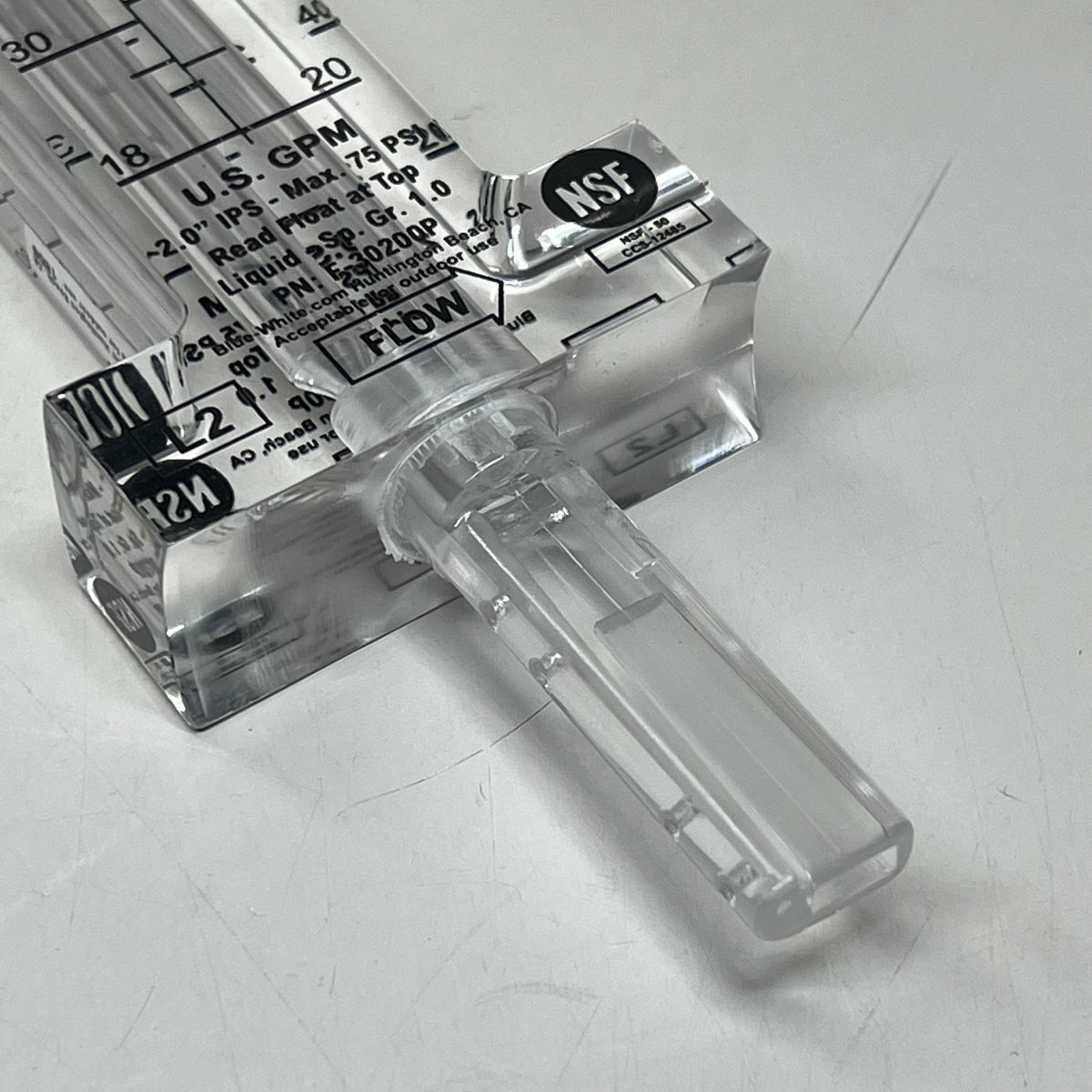 BLUE-WHITE Acrylic Flow Meter Stainless Steel Float Material 2.00" F302200P