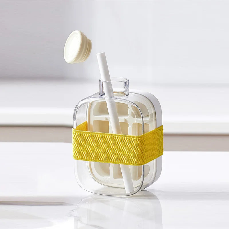 Ice Tray Ice Cube Mold Press Ice Maker With Lid 2-in-1 Ice Cube Bottle Food Grade Ice Making Straw Dual-use Ice Kettle