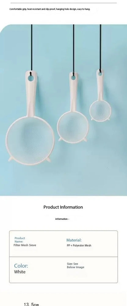 Handheld Plastic Tea Strainer Sieve for Flour, Juice and Kitchen Use