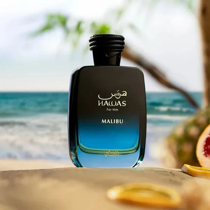 Rasasi Hawas Malibu Men’s EDP – Fresh Citrus Marine, 3.4 fl oz / 100 ml