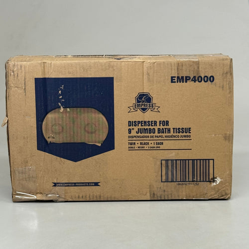 EMPRESS Twin Dispenser For 9" Jumbo Bath Tissue 19"X9"x5" Black/White EMP4000