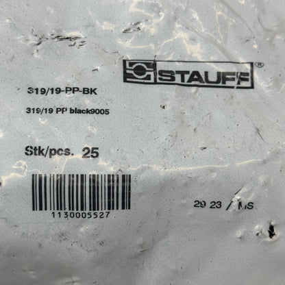STAUFF (25 PACK) Clamp Body Sz 3D O19mm Twin Series Polypropylene 319/19-PP-BK