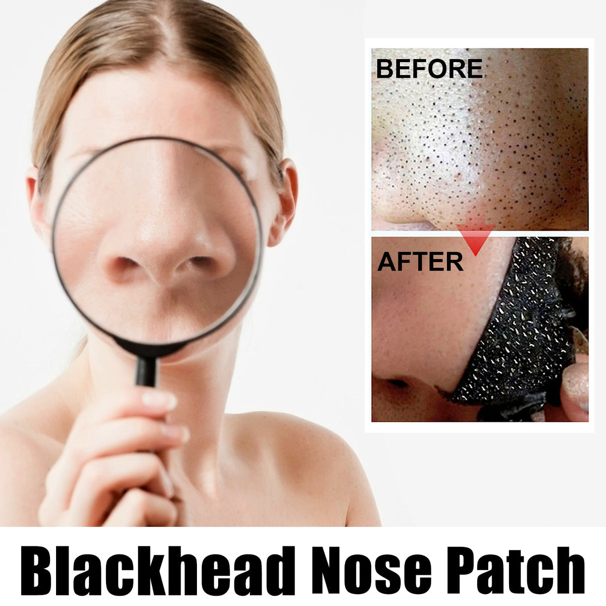 Black Pig Nose Patch, Bamboo Charcoal Remove Blackhead Acne Tear Nose Mask Patch