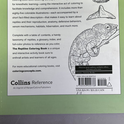 THE RETILES COLORING BOOK Science & Anatomy Paperback Coloring Activity Book