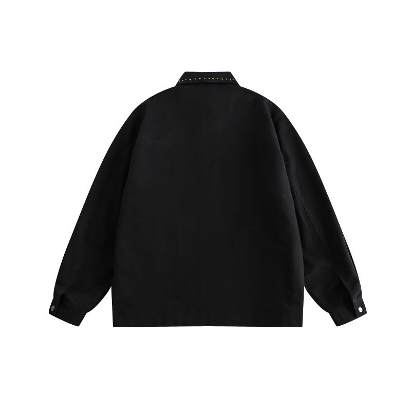 Jacket rivet lapel zipper jacket for men