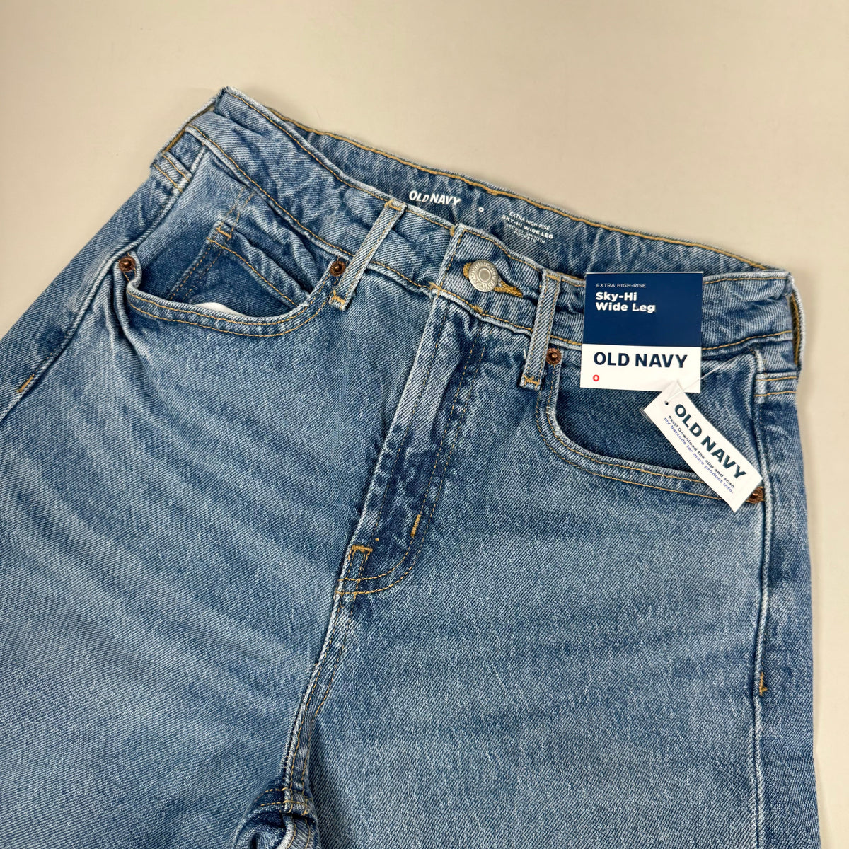 OLD NAVY Extra High-Waisted Sky-Hi Wide-Leg Jeans SZ 0