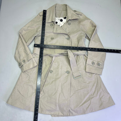 CAROLINA HERRERA Trench Coat Dot 55% Silk Lined Women's Sz S Khaki (Pre-Owned)
