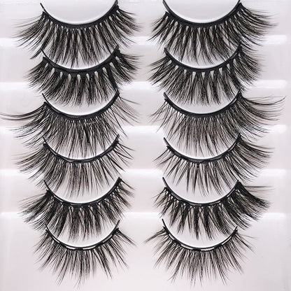 Eight Pairs Of Magnet False Eyelashes With Round Box Mirror Magnetic Iron-Absorbing Stone Eyelashes Magnetic Eyeliner Liquid Eyelashes