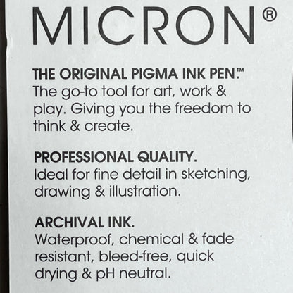 SAKURA (6-PACK) Pigma Micron Pens 0.20mm, 0.30mm, 0.50mm Black 50064