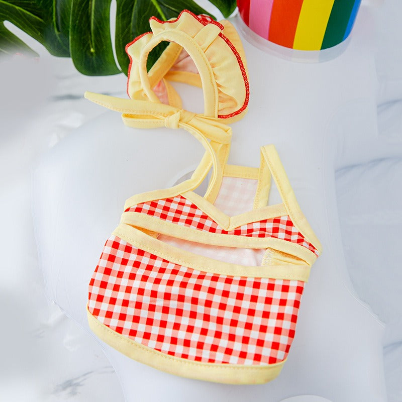 Pet swimsuit cat shapewear with swimming cap one piece suspender bikini dog vest swimsuit