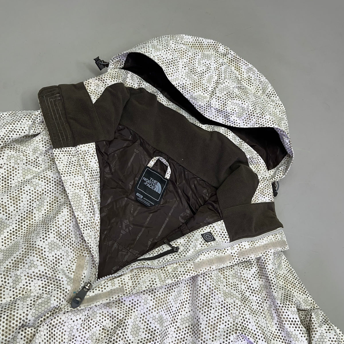 NORTH FACE Full Zip Elastic Waist Winter Coat Men's Sz L Honey Comb Pattern