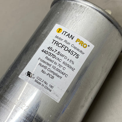 TITAN PRO Motor Run Capacitor 2.5"x3.74" Grey TRCFD4575