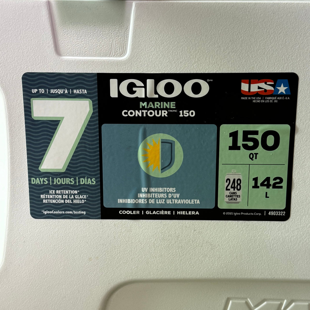 IGLOO MAXCOLD 150 QT Cooler, Marine Contour 4903322