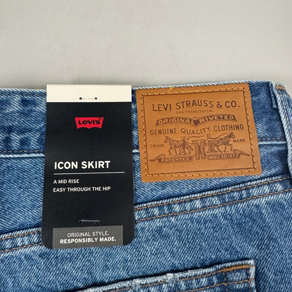 LEVIS Recrafted Icon Skirt Mid Rise Original Women's Sz 31 Novel Notion Med Wash