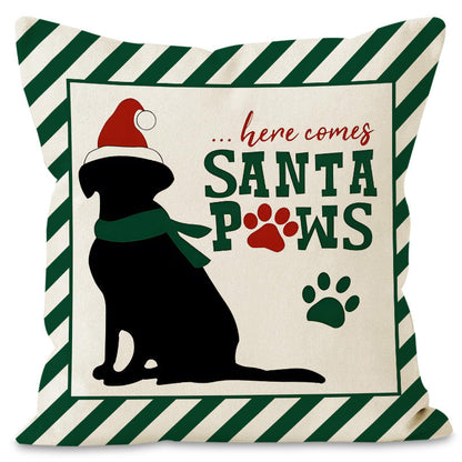 Christmas striped pillow cover linen black cat print pillowcase home holiday decoration cushion cover