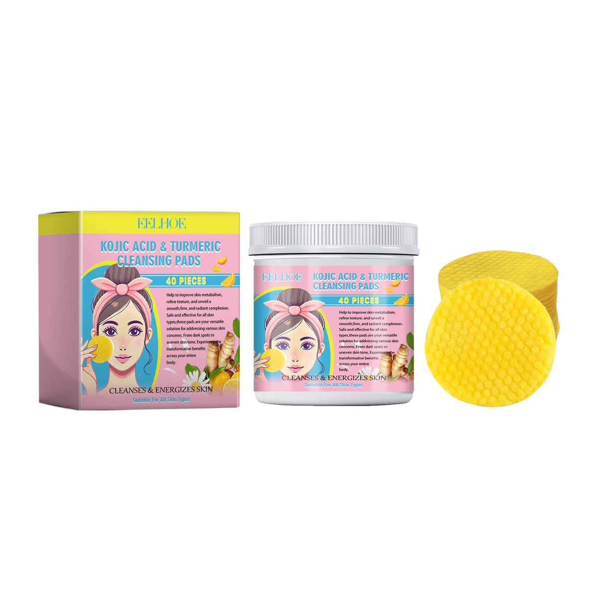 Turmeric Acid Cleansing Pad Gently Cleanses Face Skin With Refreshing And Balanced Oil Skin Care Cleansing Pad