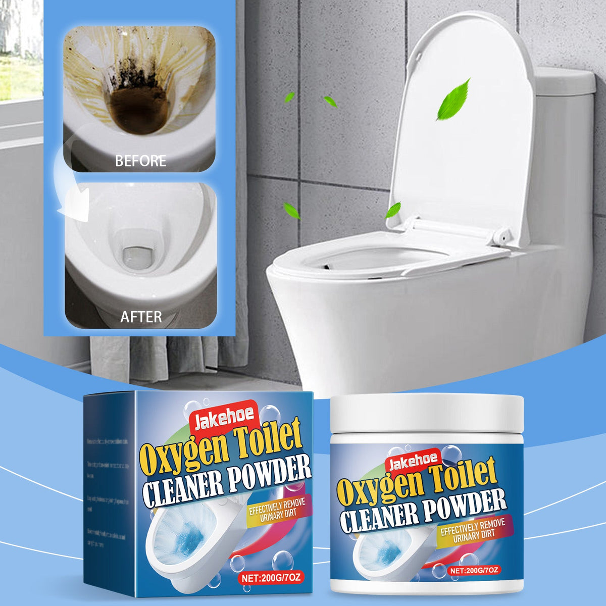 Oxygen Toilet Cleaner Powder, Easy Decontamination Keep Clean With A Quick Blistering Toilet Cleaner