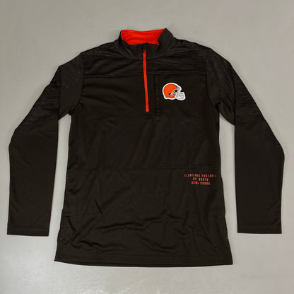 NFL Cleveland Browns Quarter Zip Pullover Shirt Long Sleeve M Brown 1802969