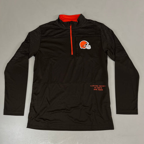 NFL Cleveland Browns Quarter Zip Pullover Shirt Long Sleeve M Brown 1802969