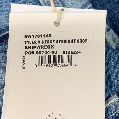 ETICA Tyler Vintage Straight Crop Jeans 100% Cotton Shipwreck Size 24 EW178114A