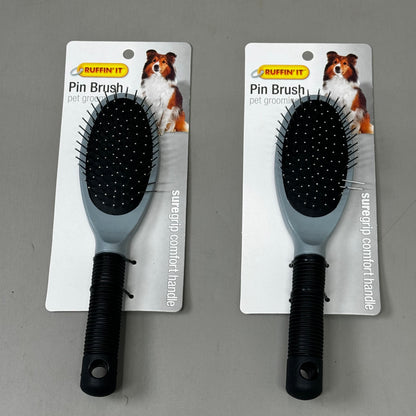 RUFFIN' IT (2 PACK!) Pin Brush Pet Grooming Brush Supergrip Comfort Handle 8 1/2" 19722
