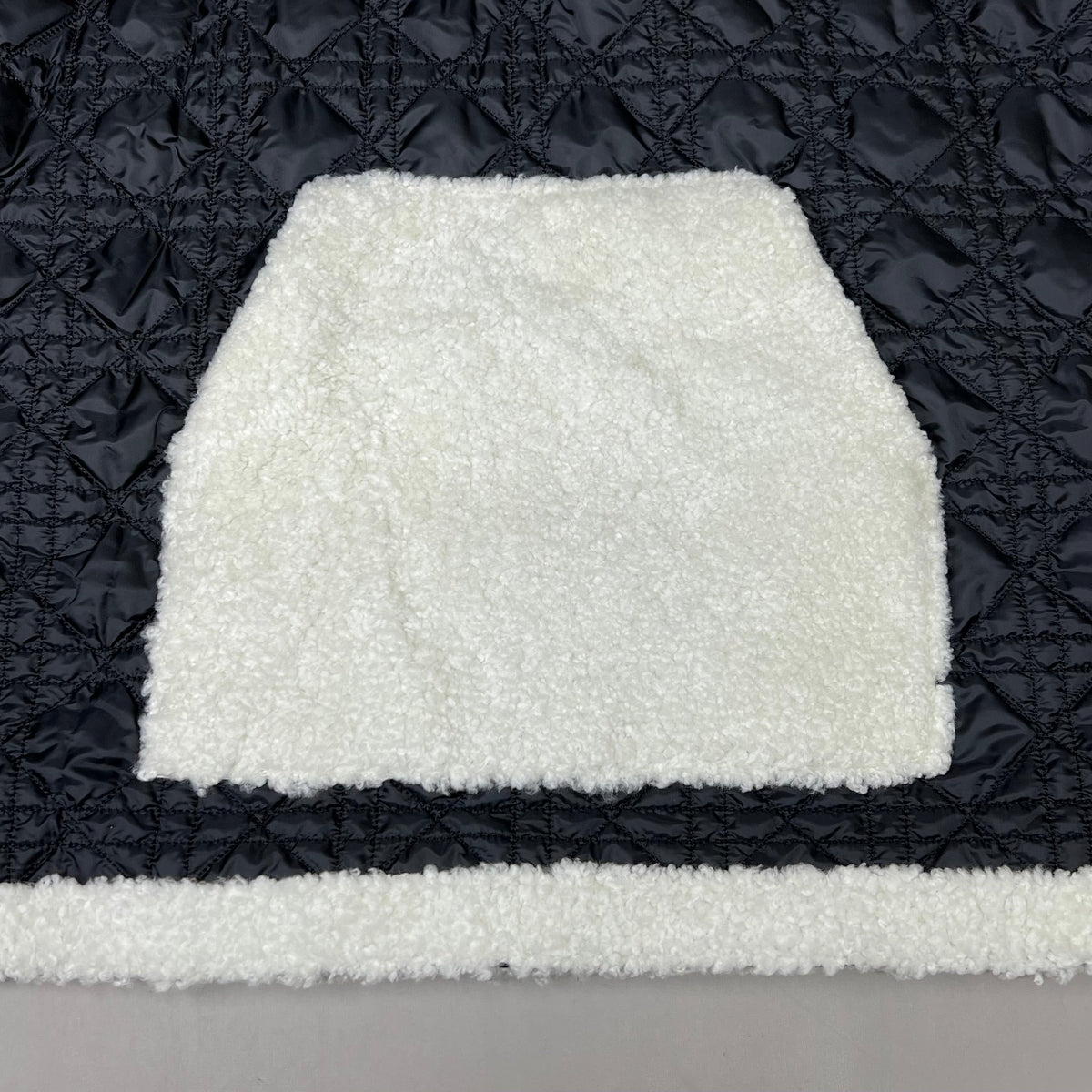 MITCHIES Nylon Poncho w/ Curly Lamb & Piping Canada Fur Womens SZ S Black POMK68