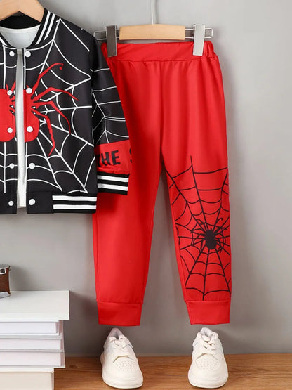 Spider Baseball Collar Top and Pants Set