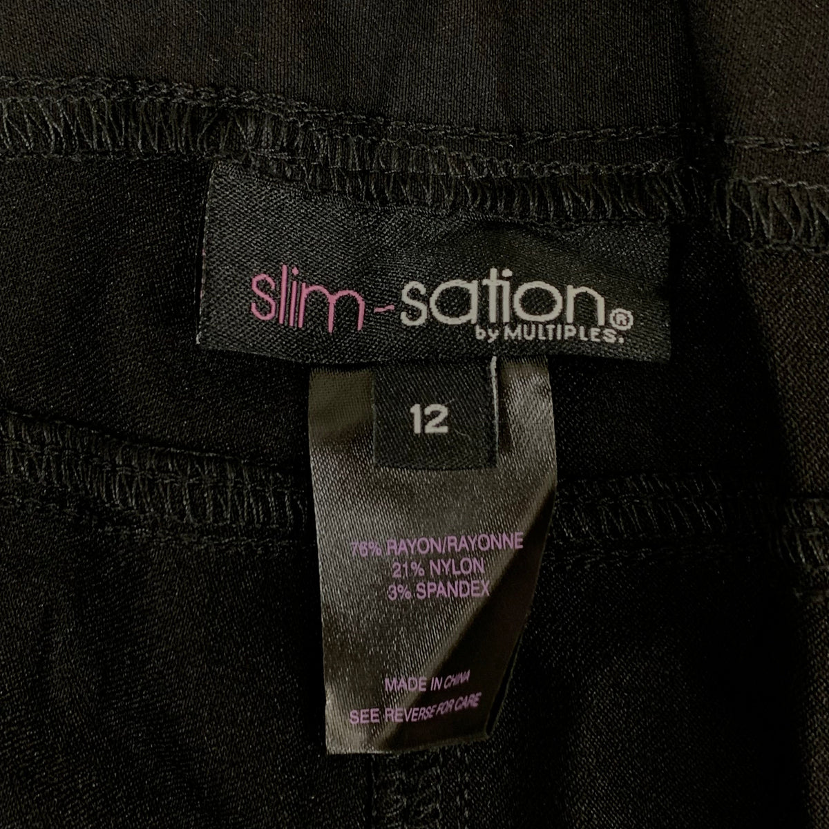 MULTIPLES Narrow Leg Pant Petite Women's Sz 12 Black M2604P