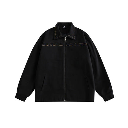 Jacket rivet lapel zipper jacket for men