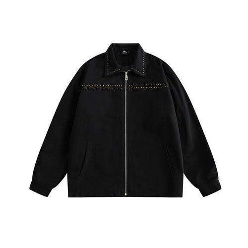 Jacket rivet lapel zipper jacket for men