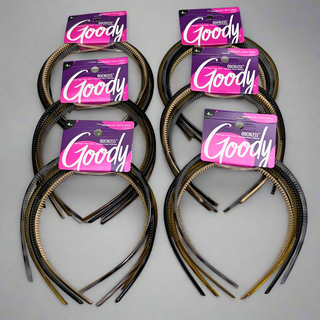 GOODY (24 Pcs) Headband Thin Assorted Pattern, Multicolor 3431