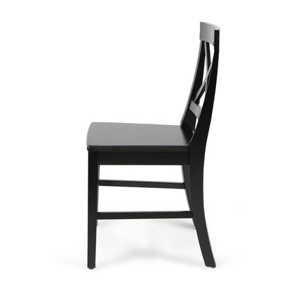 Roshan Farmhouse Acacia Wood Dining Chairs, Black (Set of 2)