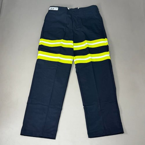 RED KAP Enhanced Visibility Industrial Pant Mens Sz 34 Reflective/Blue PT20-EHV