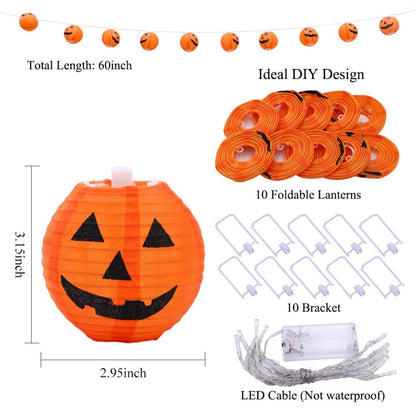 1.2M Halloween String Lights Pumpkin LED Light 10Heads Halloween Party Lights Warm White Halloween Home Decoration