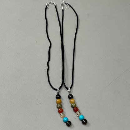 VIBRANT BLUE OILS (2 PACK) Chakra 7 Bead Healing Gemstone Necklace Jewelry Small