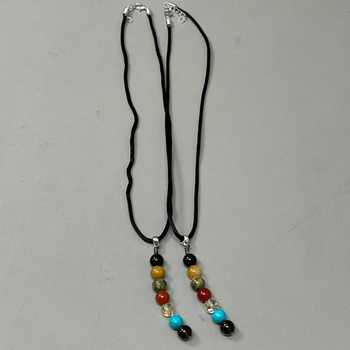 VIBRANT BLUE OILS (2 PACK) Chakra 7 Bead Healing Gemstone Necklace Jewelry Small