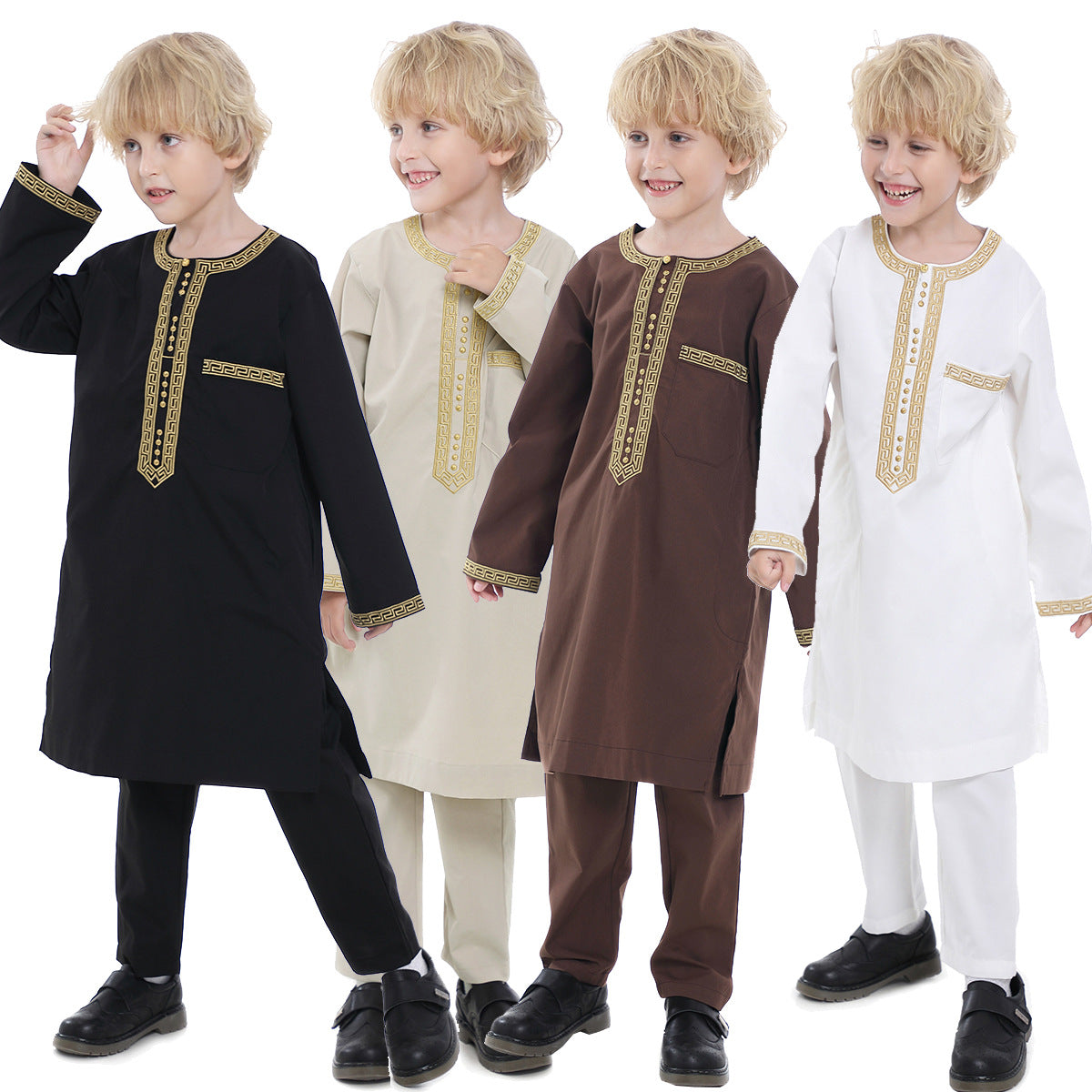 Middle Eastern teenage boy embroidered robe set