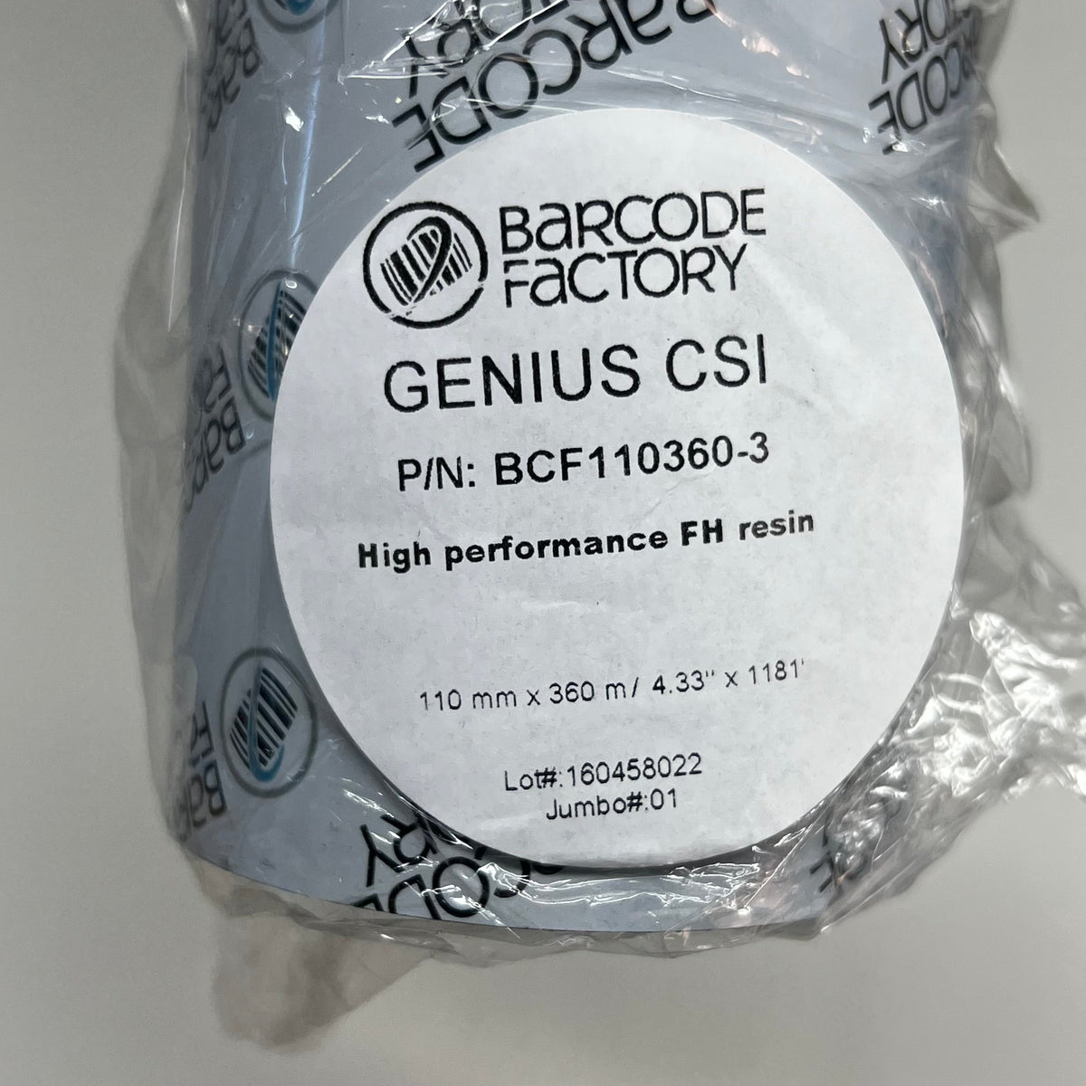 BARCODE FACTORY (12 ROLLS) Thermal Resin Ribbon 4.33 x 1181ft Black BCF110360-3