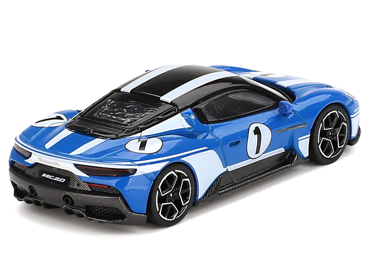 Maserati MC20 #1 Blue with White Stripes and Black Top "Maserati Performance Experience" 1/64 Diecast Model Car by BBR
