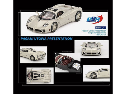 Pagani Utopia Presentation Grigio Rinascimento Silver 1/64 Diecast Model Car by BBR