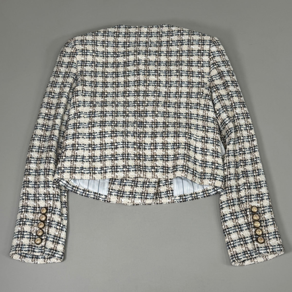 VERONICA BEARD Bentley Tweed Jacket Sz-4 Ivory/Camel 2406TW6810474