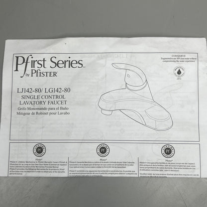 PFISTER Pfirst Series Bathroom Faucet LJ142-800C 4” Centerset Lavatory Faucet