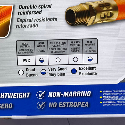 TRU-FLATE PVC Air Hose 1/4" NPT Fittings 300 PSI 50' x 3/8" Orange 576-50A