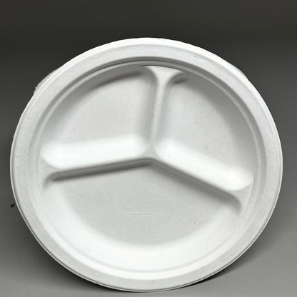 Divided Paper Plates (500 PACK) Disposable Round 10" Plates