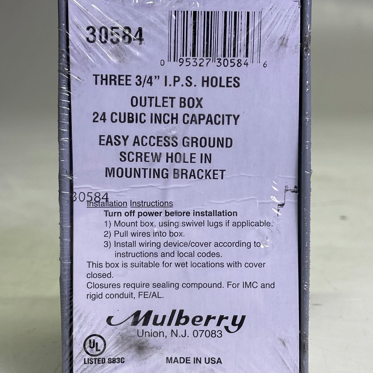 MULBERRY (10 PACK) Electrical Outlet Box, Wet Location Three 3/4" Hubs  Aluminum 30584