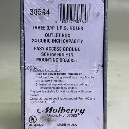 MULBERRY (10 PACK) Electrical Outlet Box, Wet Location Three 3/4" Hubs  Aluminum 30584