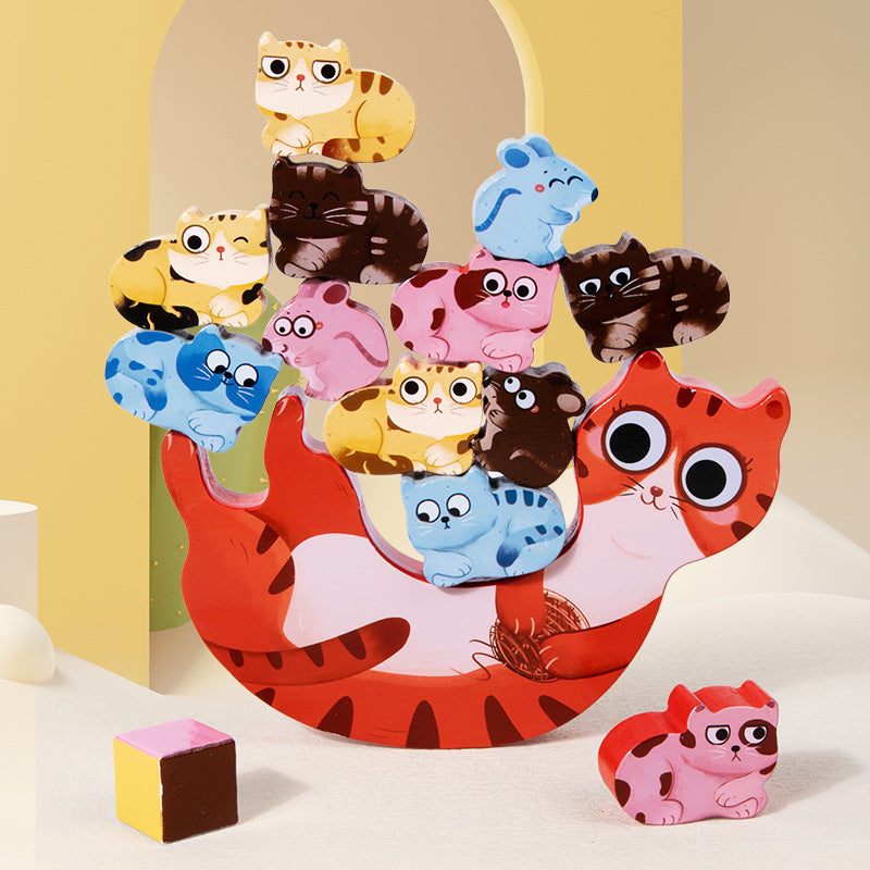Children's Animal Music Desktop Interactive Game Building Blocks Stacking Balance Boat Early Education Puzzle Wooden Toy
