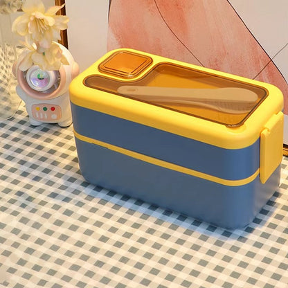 Japanese style microwaveable double layer compartment sealed lunch box