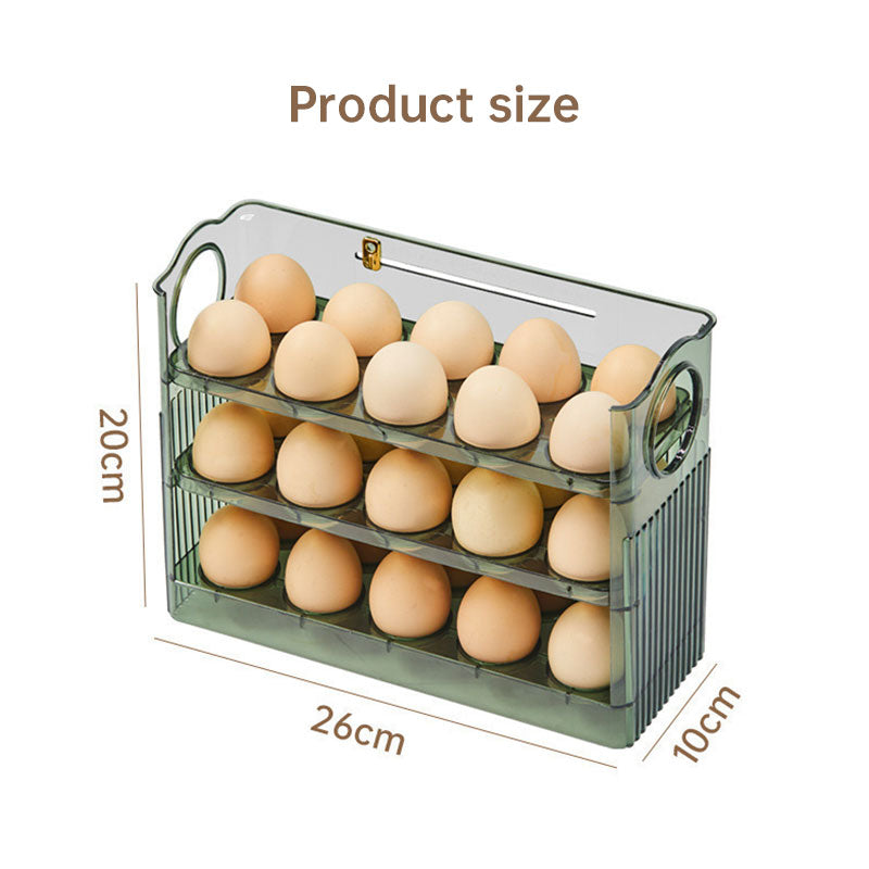 Large-capacity fridge egg storage, portable multi-layer tray, auto-open/close holder