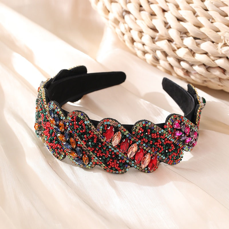 Fashionable Mizhu Water Diamond Baroque Hair Hoop